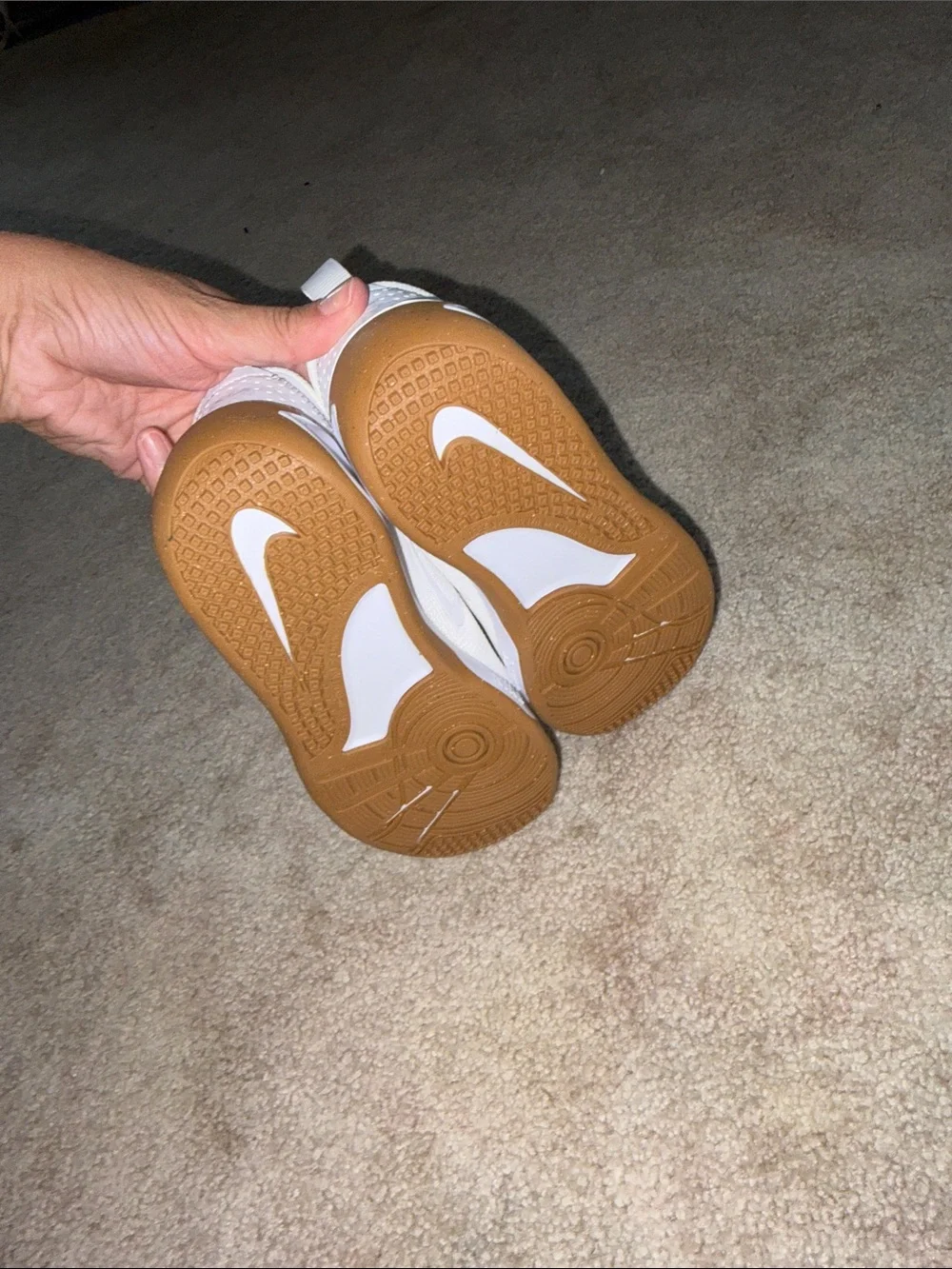 Brand New Nike Kids White Sneakers with Gum Outsole